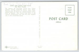 Key West Florida~Depot & Conch Tour Train~1950s Postcard