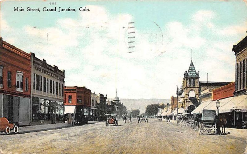 Grand Junction Colorado scene on Main Street antique pc DD7176