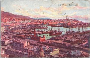 Italy Genova Panorama Genoa Postcard 03.19