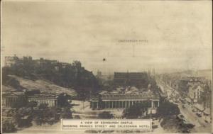Edinburgh Castle Princes St. & Hotel c1915 Real Photo Postcard