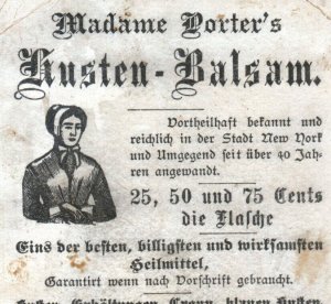 1880s Madame Porter's Husten Cough Balsam In German & English Quack Med. P154