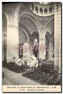 Old Postcard Basilique du Sacre Coeur in Montmartre interior Perspective