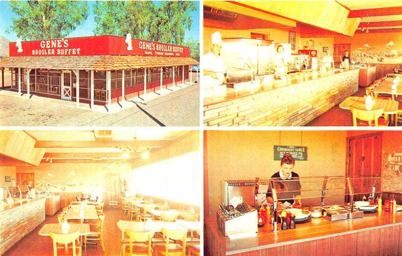 Scottsdale AZ Gene's Broiler Buffet Drive-In Restaurant Multi-View Postcard