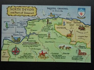 Map Postcard DEVON / NORTH DEVON c1960s/70s Postcard by J. Salmon