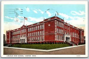 Vtg Canton Ohio OH Lincoln High School 1920s View WB Postcard