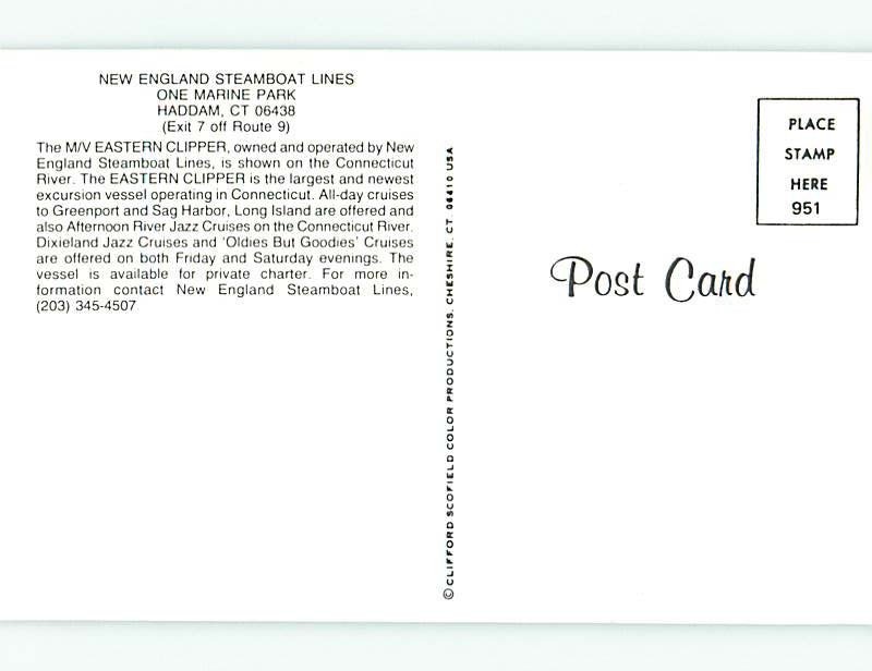 1980's Postcard Ad NEW ENGLAND STEAMBOAT LINES Haddam Connecticut CT hp8196