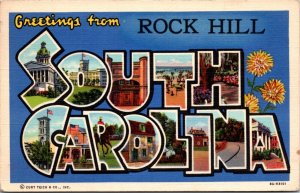 Postcard SC Greetings from Rock Hill LINEN 1942 S77