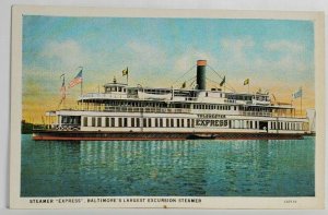 Steamer Express Baltimore's Largest Excursion Steamer Postcard T4