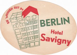 Germany Berlin Hotel Savigny Vintage Luggage Label sk3784