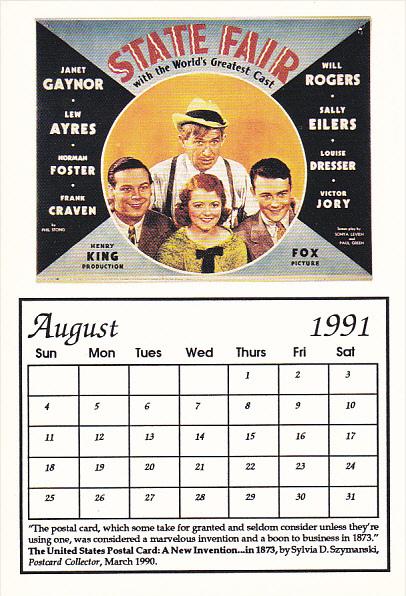 1991 Movie Poster Calendar Series August State Fair