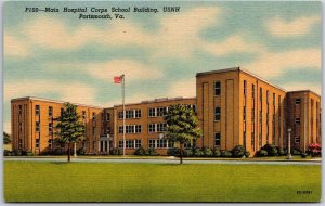 Main Hospital Corps School Building USNH Portsmouth Virginia VA Postcard