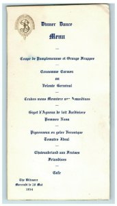 1914 The Biltmore Hotel New York Dinner Dance Menu Vintage Original 