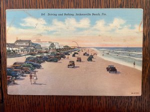 Vintage Postcard 1942 Driving and Bathing, Jacksonville Beach, Florida (FL)
