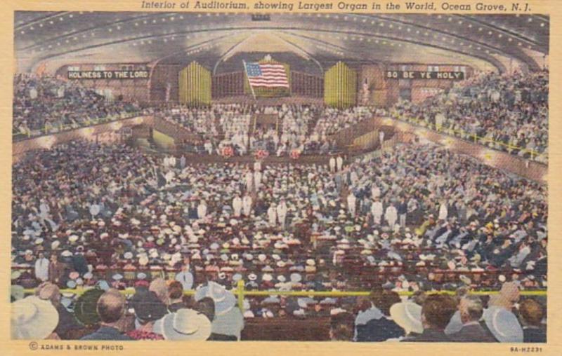 New Jersey Ocean Grove Auditorium Interior Showing Largest Organ In The World...