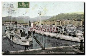 Old Postcard Toulon Against destroyers in small row boats