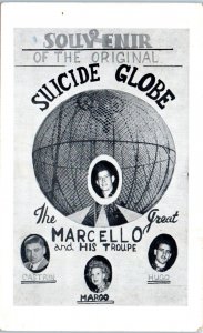 1950s Great Marcello Suicide Globe Motorcycle Sideshow Coney Island Postcard