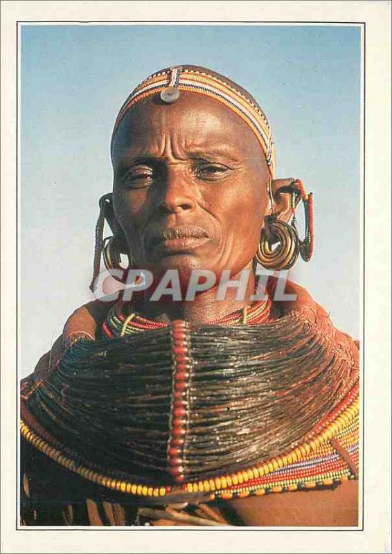 Postcard Modern Woman in Samburu tribal outfit in northern Kenya