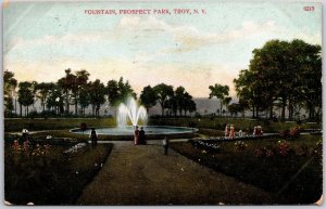 1907 Fountain Prospect Park Troy New York NY Landscape Garden Posted Postcard