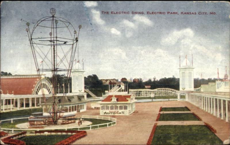 Kansas City MO Electric Park Swing c1910 Postcard