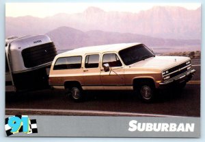 Advertising 1991 CHEVROLET SUBURBAN Pulling Avion Trailer  Postcard