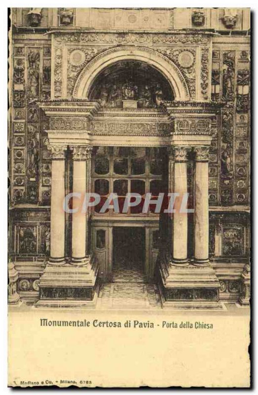 Old Postcard Monumental Certosa di Pavia Porta della Chiesa