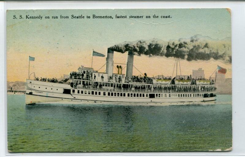 Steamer Kennedy Seattle Bremerton Washington 1910c postcard