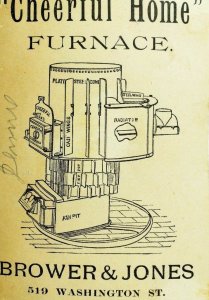 Lovely Lady Brower & Jones Cheerful Home Furnace Victorian Trade Card P76