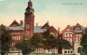 Akron Ohio c1910 Postcard High School Building