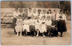 c1910s Cute High School Girls Group RPPC Students Teacher Photo A156