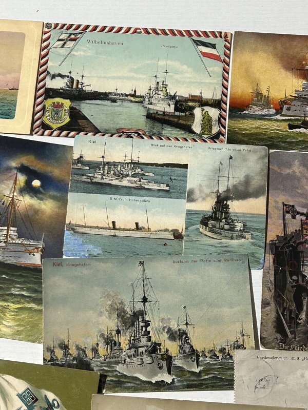 Germany Navy Battleship Postcard Lot (20) Torpedo Boats War Time 1900s SMS Art