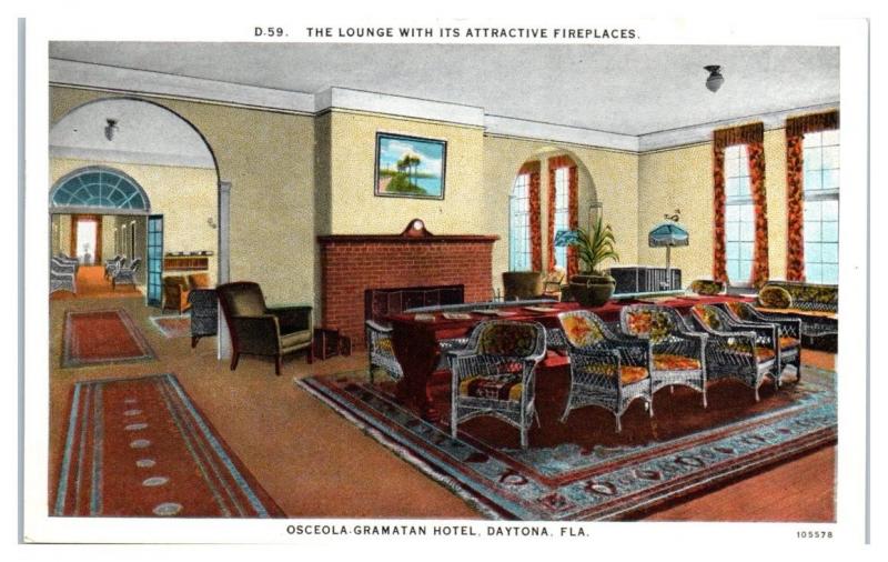 Osceola-Gramatan Hotel Lounge, Daytona, FL Postcard