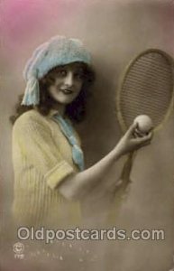 Tennis 1920 light wear on front, square corners, postal used 1920