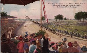 Watching the Races at Illinois State Fair Springfield IL Postcard PC262
