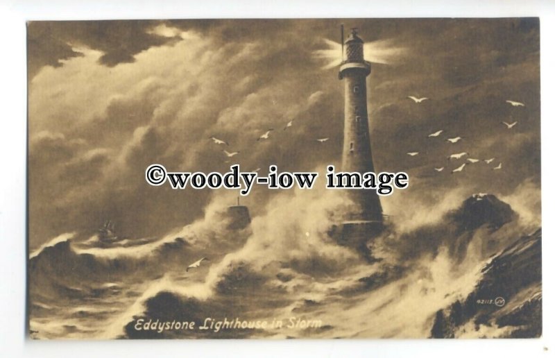 tq0609 - Devon - Artist Impression / Eddystone Lighthouse in a Storm - Postcard