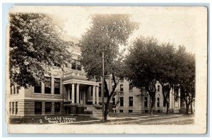 1923 College Building Campus Forest City Miller Iowa IA RPPC Photo Postcard