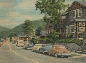 1953 Main Street Gatlinburg TN Cliff Dwellers Cafeteria Motel autos linen F868 