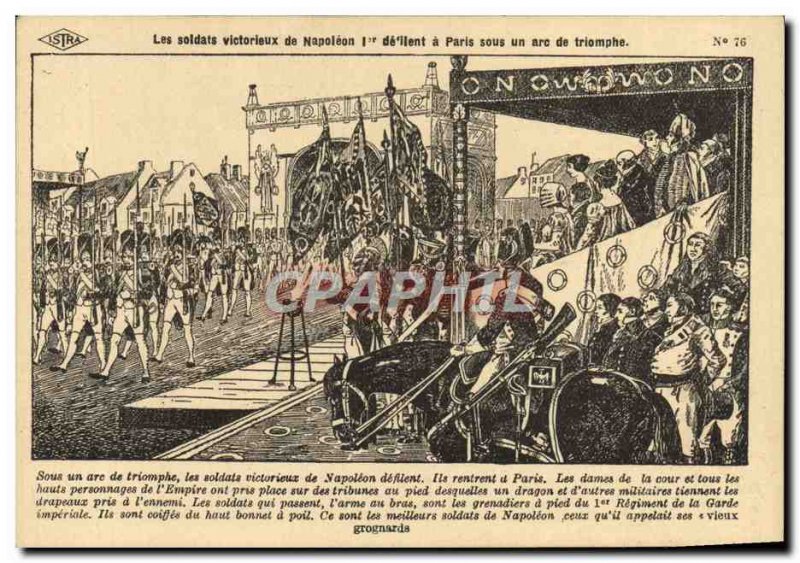 Old Postcard Victorious Soldiers Of Napoleon Paris Under A Arc De Triomphe Army