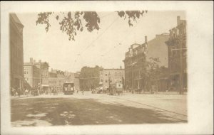 Southbridge Massachusetts MA Main St - Worcester Sign on Trolley c1910 RPPC