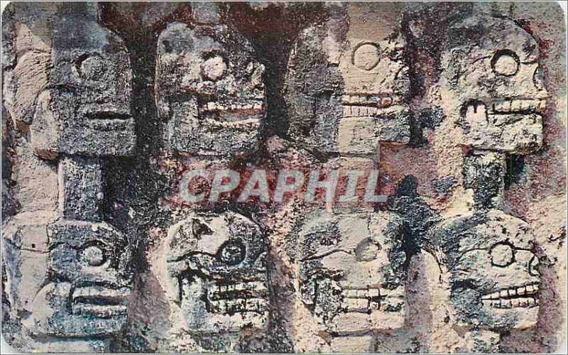 Postcard Modern Death Masks Mexico Chichen Itza Archaeological Zone