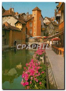 Modern Postcard The Old Annecy The Morens Bridge flowery The channel Thiou