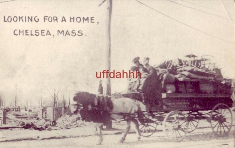 LOOKING FOR A HOME CHELSEA, MA family with wagon Conflagration April 12, 1908