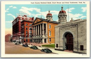 Vtg Pennsylvania York County National Bank Court House Hotel Yorktowne Postcard