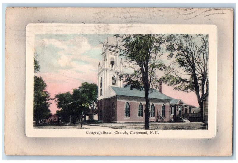 1912 Congregational Church Claremont New Hampshire NH Posted Vintage Postcard