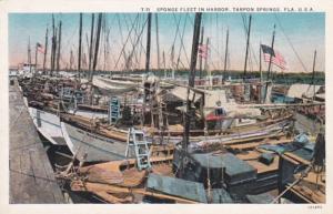 Florida Tarpon Springs The Sponge Fleet In Harbor Curteich