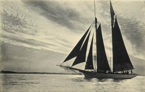 Undiv. Back Rotograph Postcard Tall Sailing Ship Silhouette D 5/5 Lithograph
