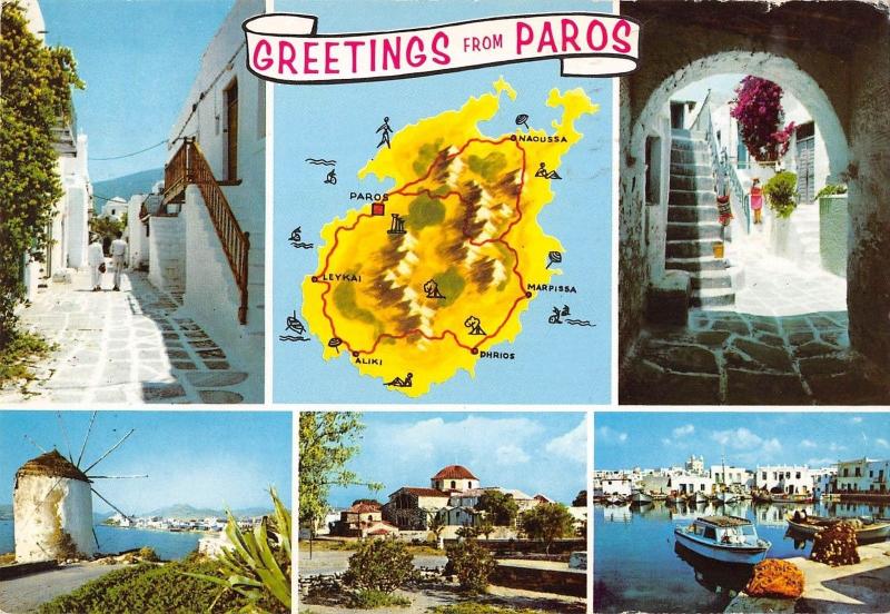 B96451 greetings from paros map cartes geographiques  portugal