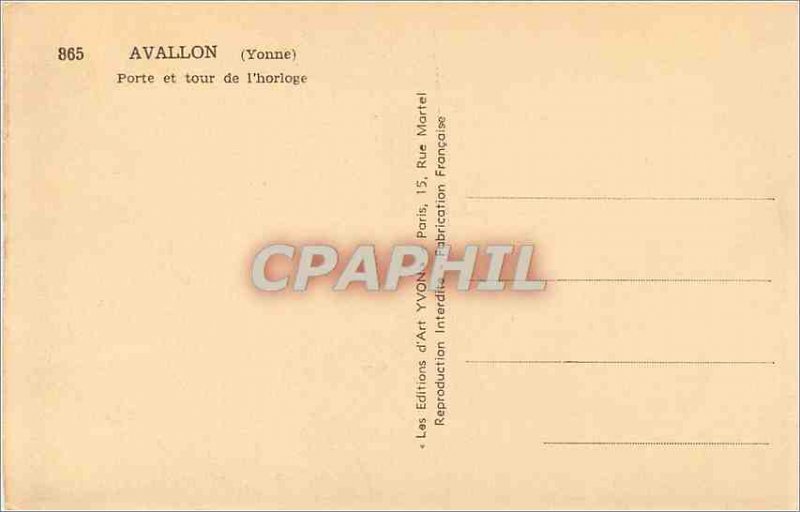 Old Postcard Avallon (Yonne) Gate and Clock Tower