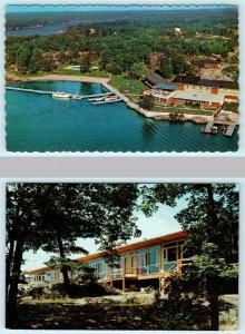 2 Postcards HONEY HARBOUR, Ontario Canada ~ DELAWANA INN & Skyline Suites 1961