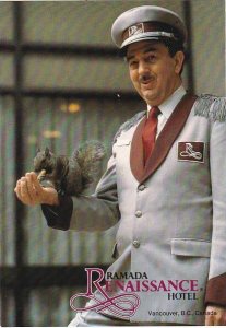 Canada Vancouver Ramada Hotel Doorman Bob Grieves Feeding Squirrel Suzie