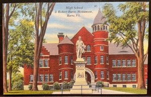 Vintage Postcard 1930-1945 Spaulding High School & Monument, Barre, Vermont (VT)